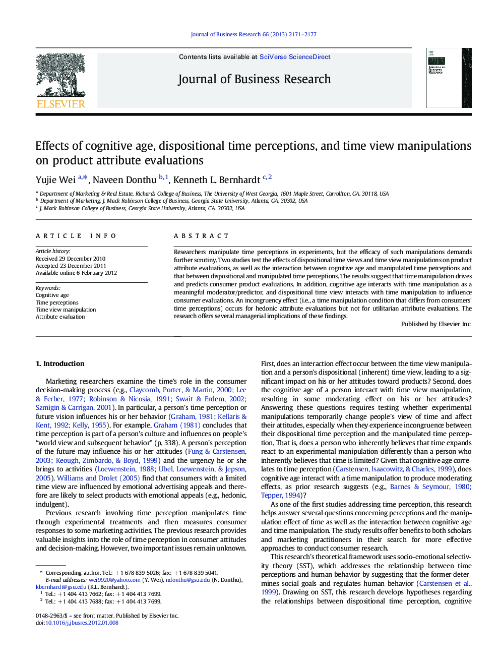 Effects of cognitive age, dispositional time perceptions, and time view manipulations on product attribute evaluations