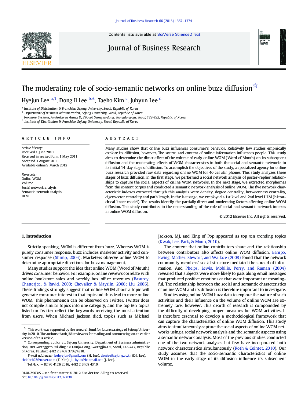 The moderating role of socio-semantic networks on online buzz diffusion