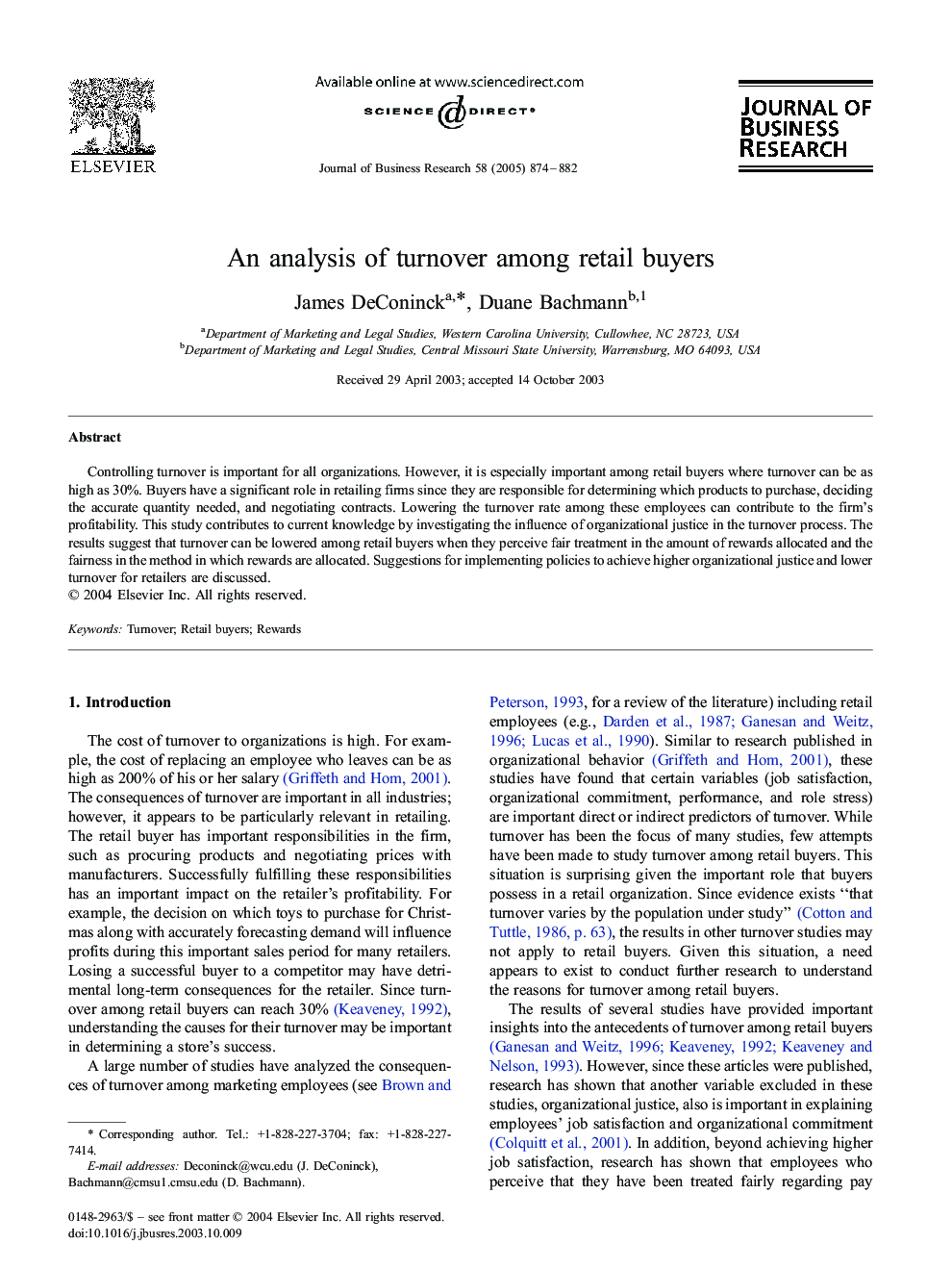 An analysis of turnover among retail buyers