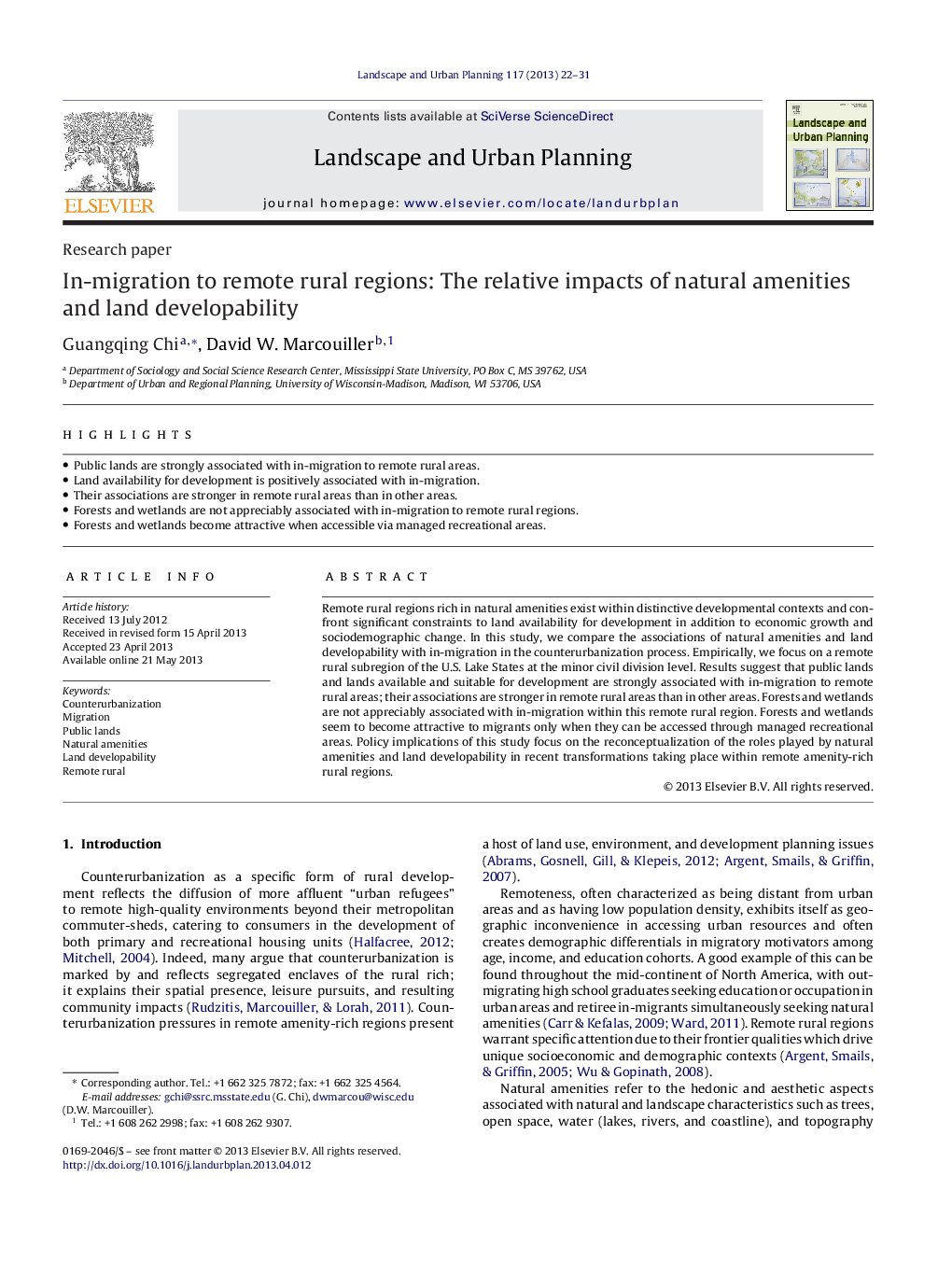 In-migration to remote rural regions: The relative impacts of natural amenities and land developability