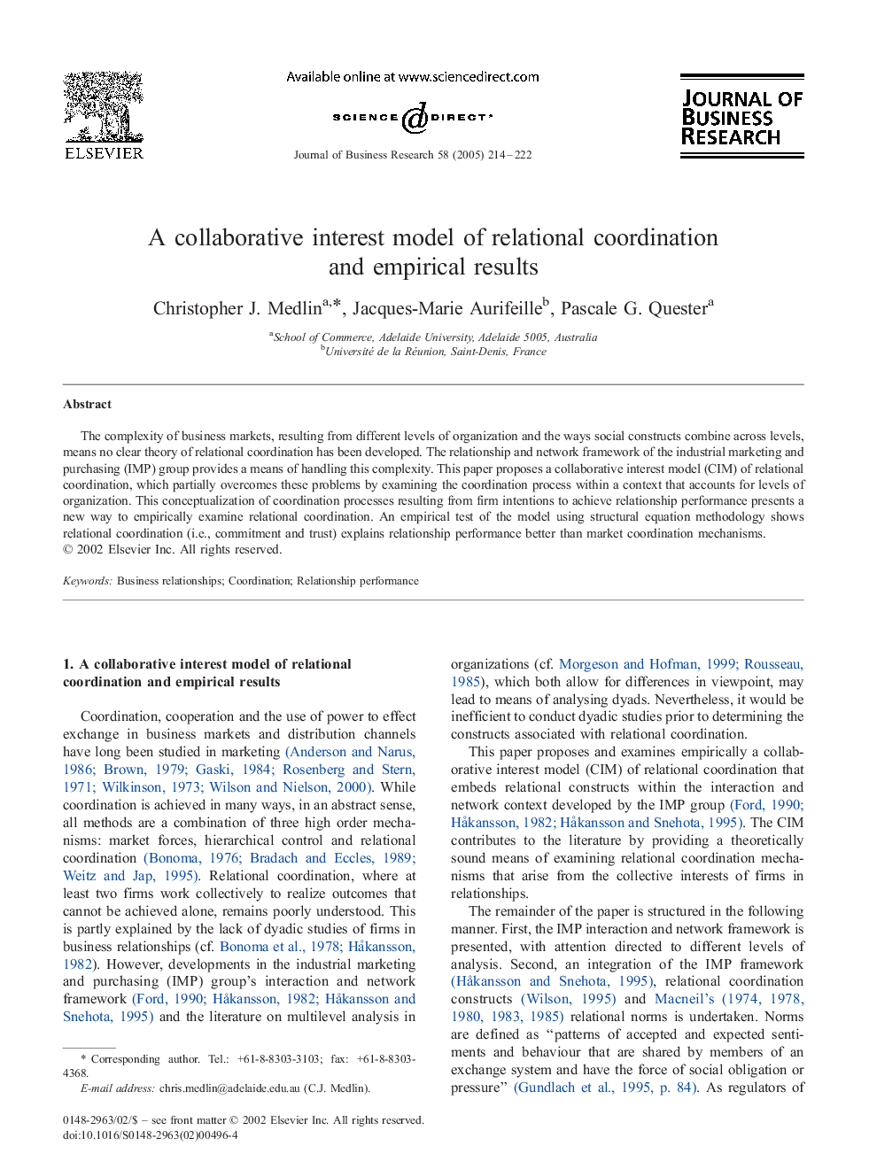 A collaborative interest model of relational coordination and empirical results