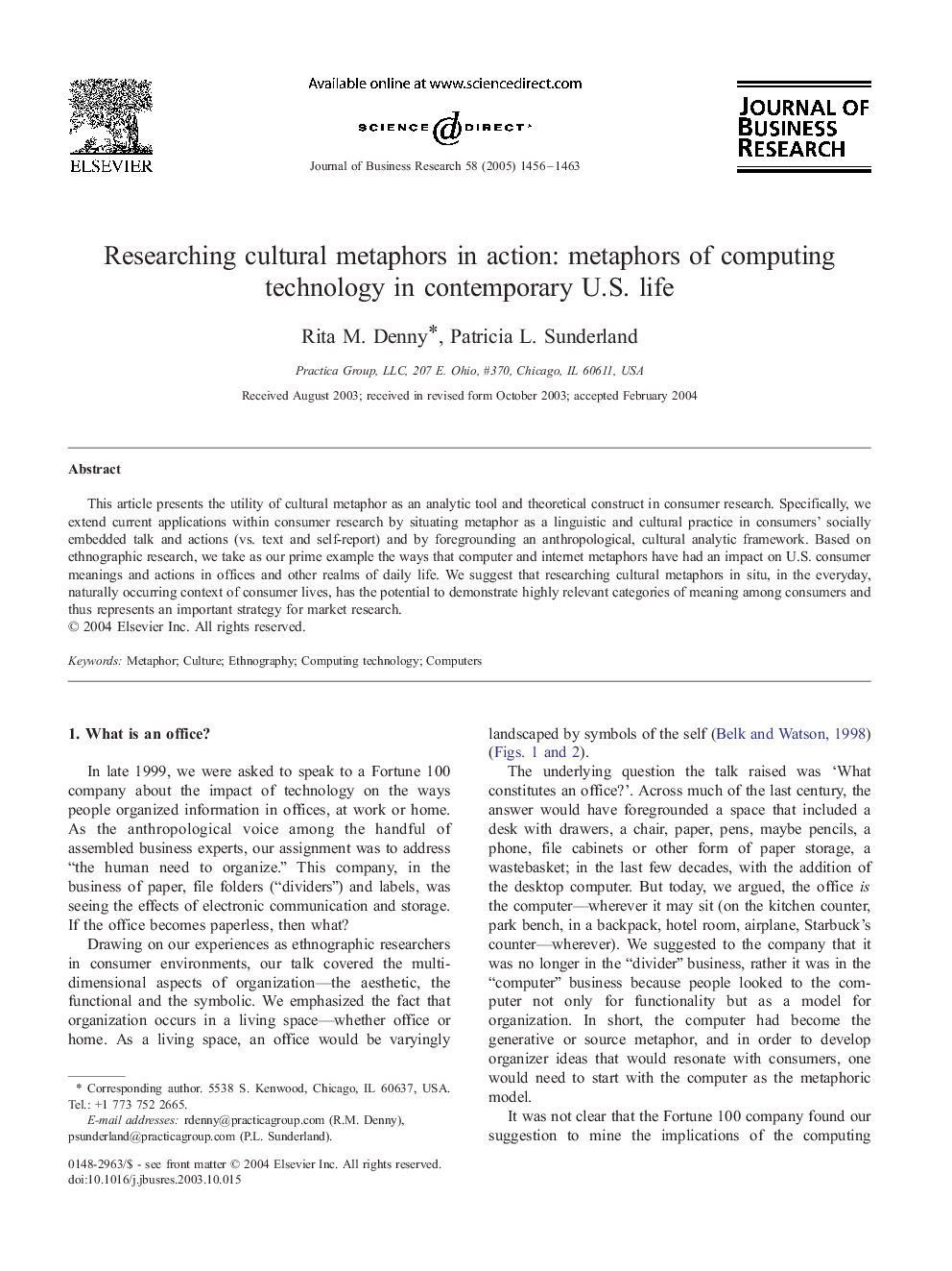 Researching cultural metaphors in action: metaphors of computing technology in contemporary U.S. life