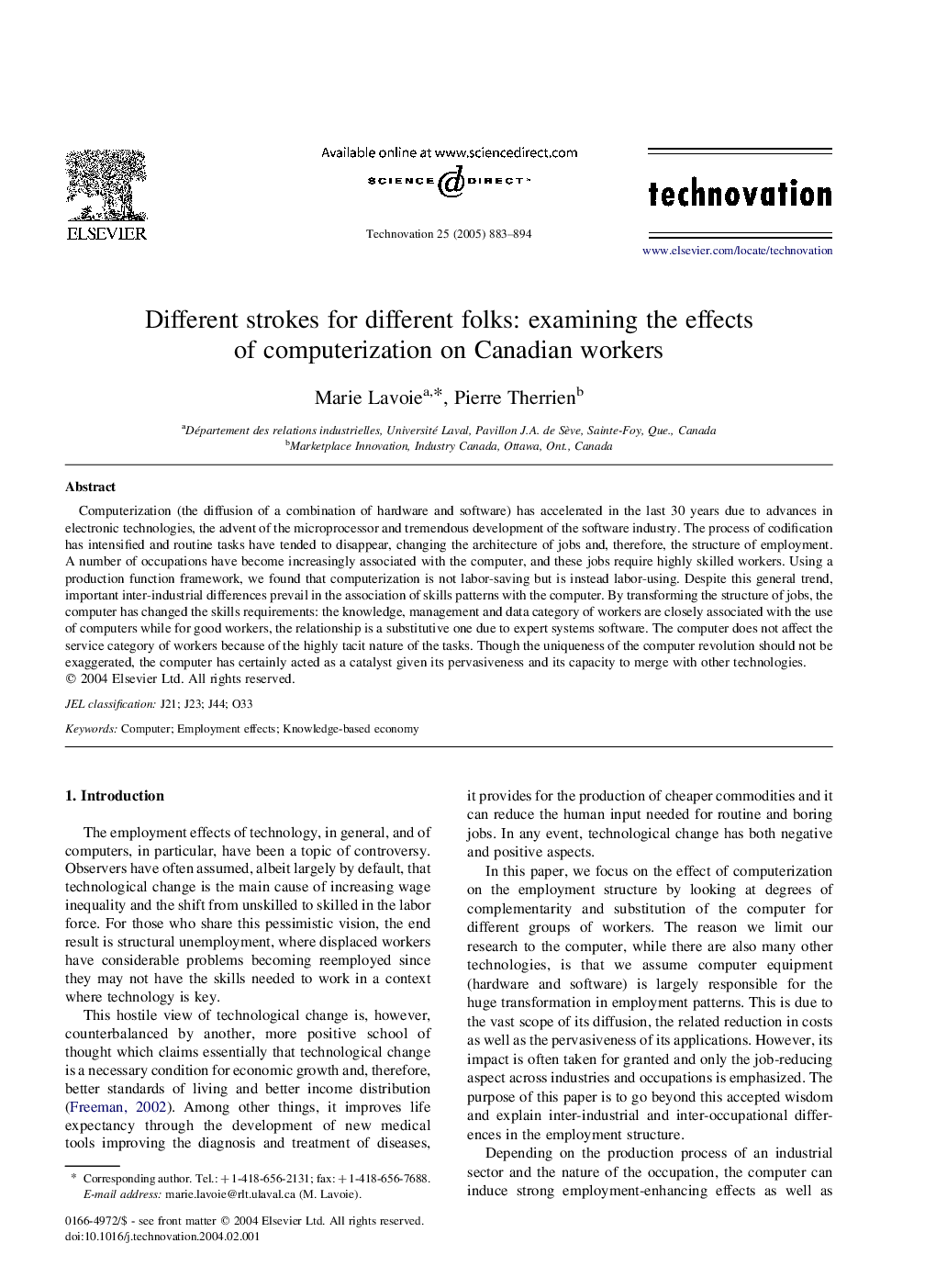 Different strokes for different folks: examining the effects of computerization on Canadian workers