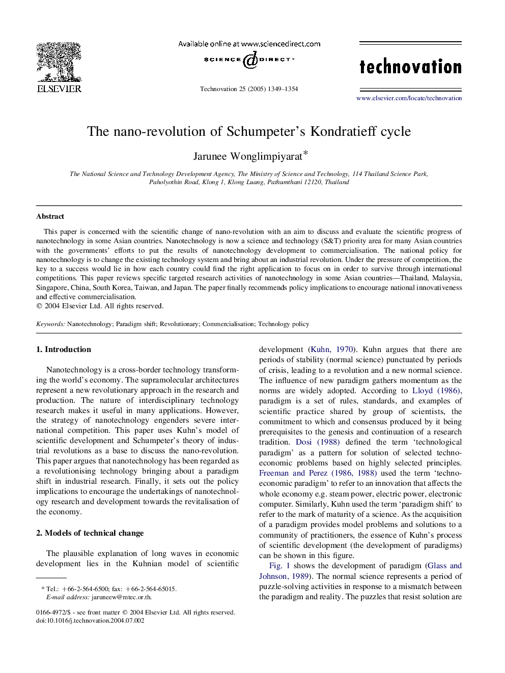 The nano-revolution of Schumpeter's Kondratieff cycle