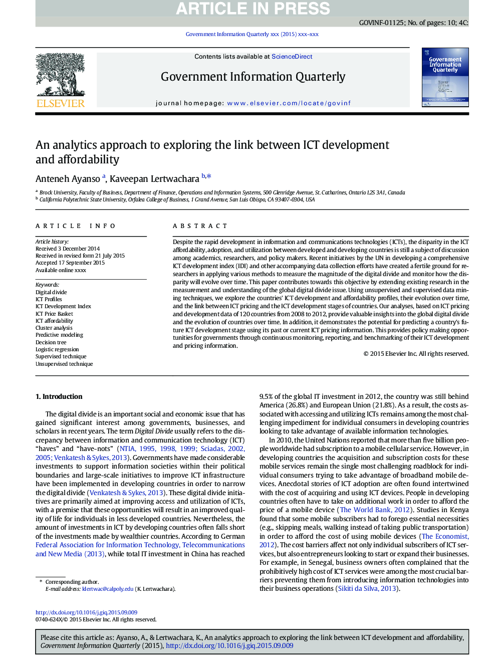 An analytics approach to exploring the link between ICT development and affordability