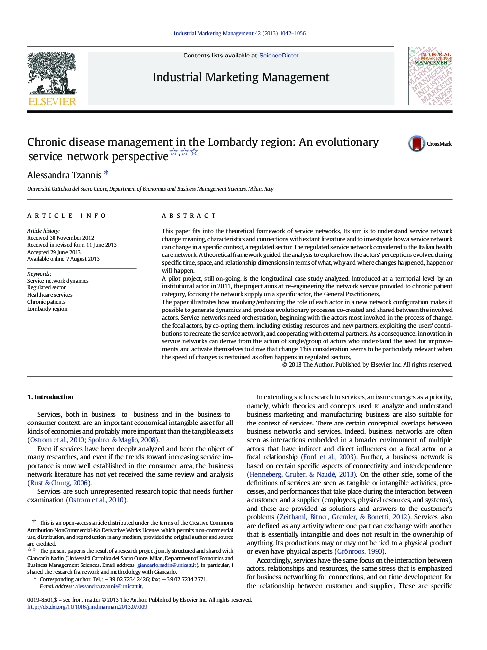 Chronic disease management in the Lombardy region: An evolutionary service network perspective