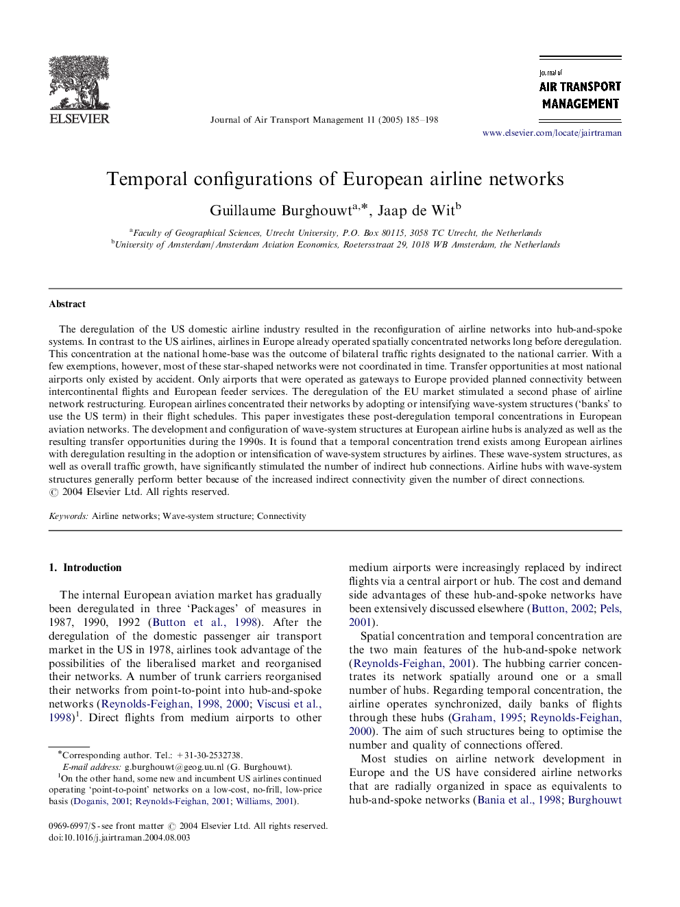 Temporal configurations of European airline networks