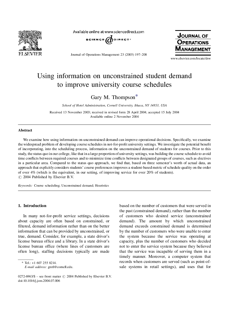 Using information on unconstrained student demand to improve university course schedules