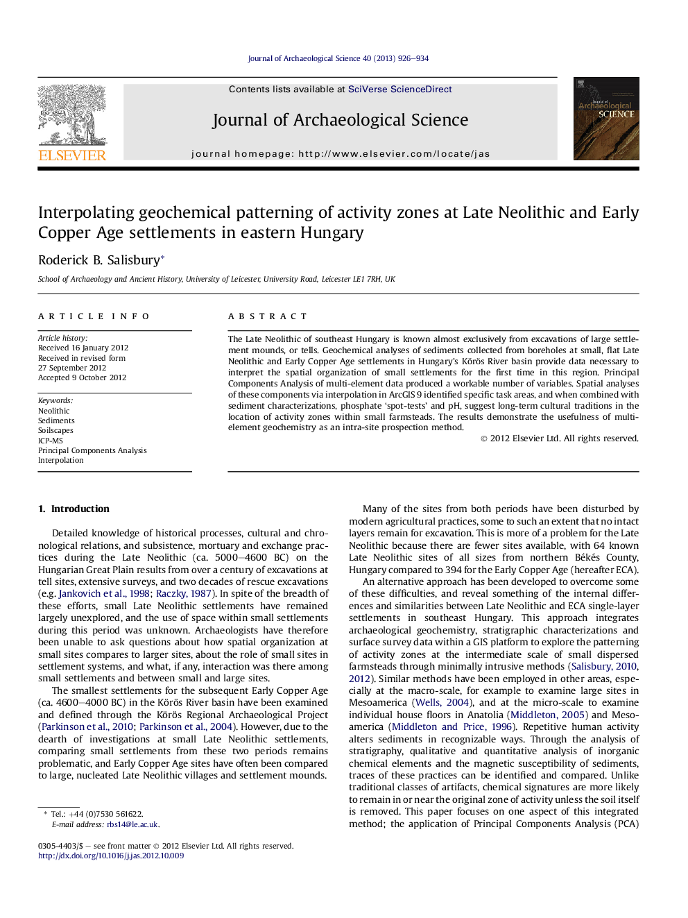 Interpolating geochemical patterning of activity zones at Late Neolithic and Early Copper Age settlements in eastern Hungary