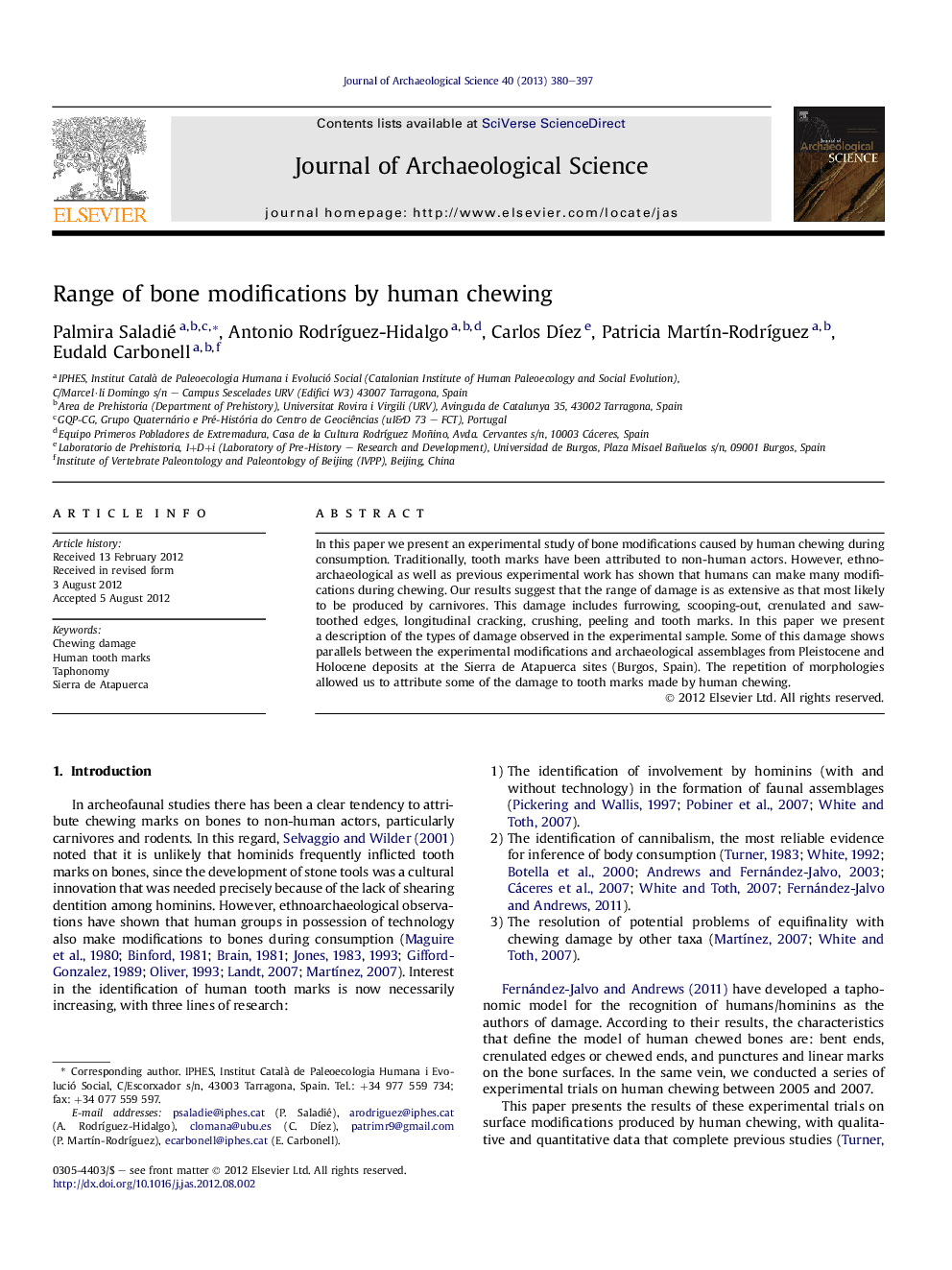 Range of bone modifications by human chewing