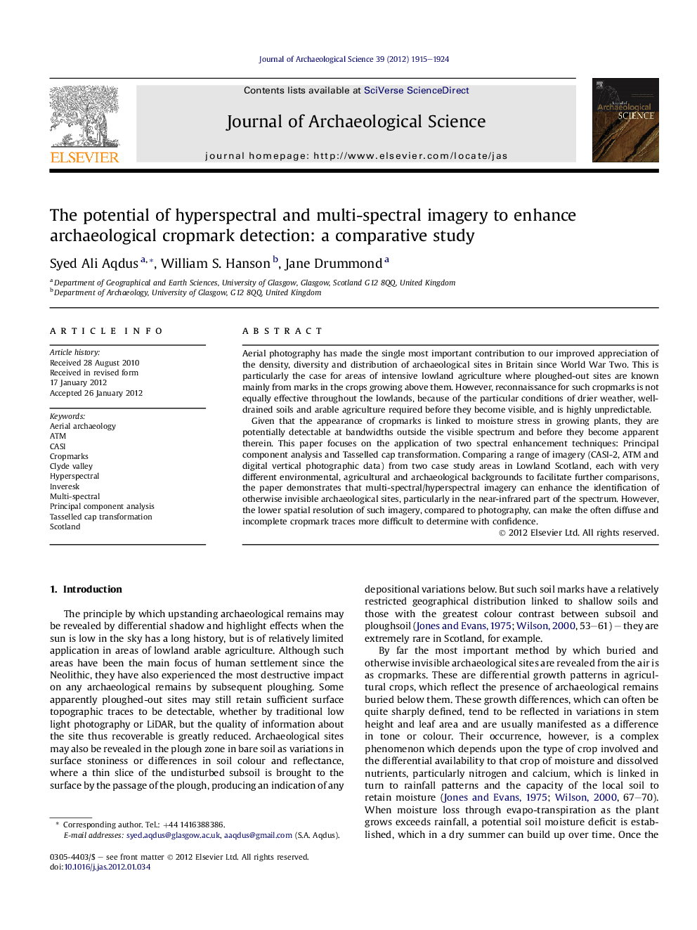 The potential of hyperspectral and multi-spectral imagery to enhance archaeological cropmark detection: a comparative study