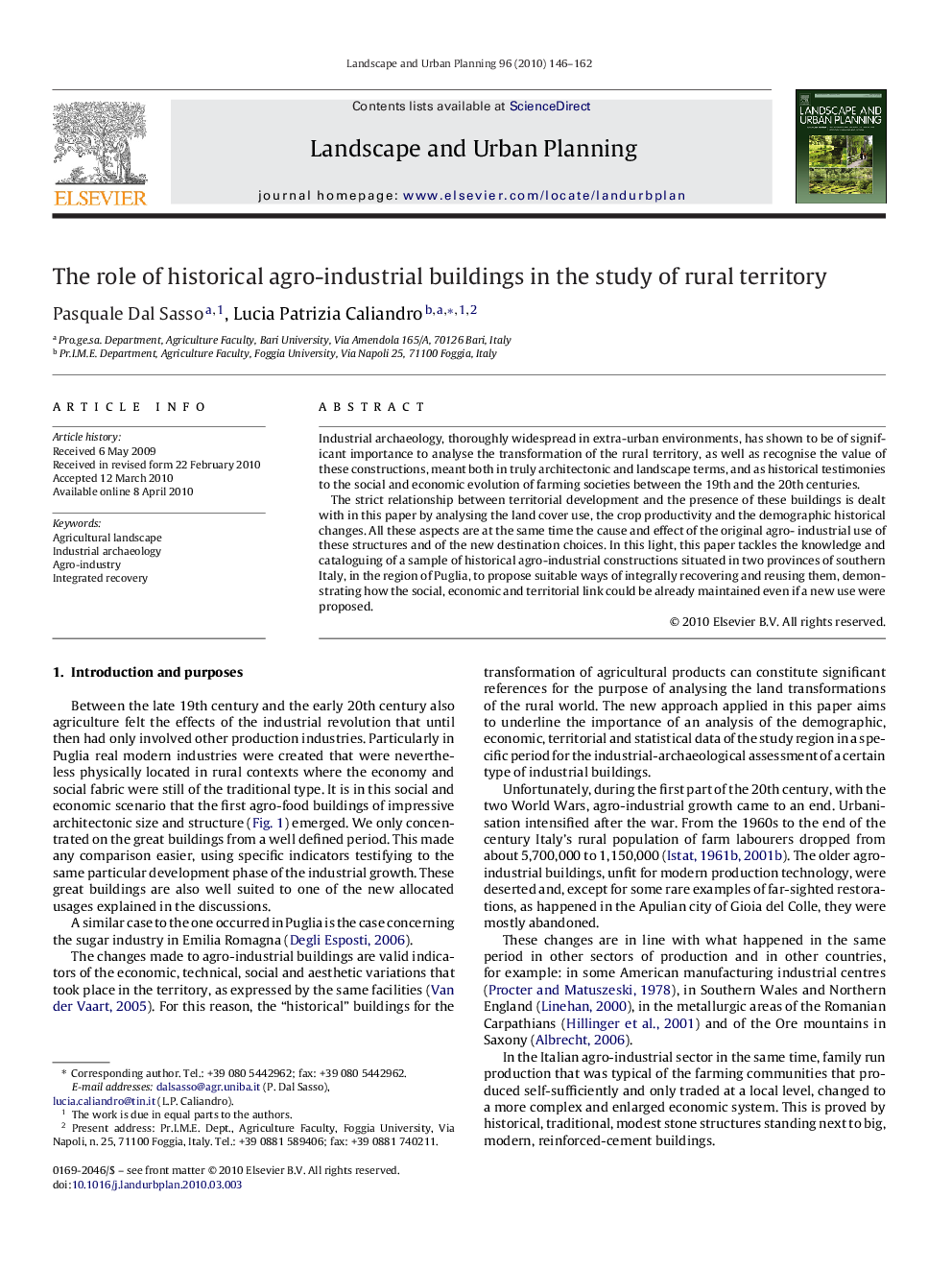 The role of historical agro-industrial buildings in the study of rural territory