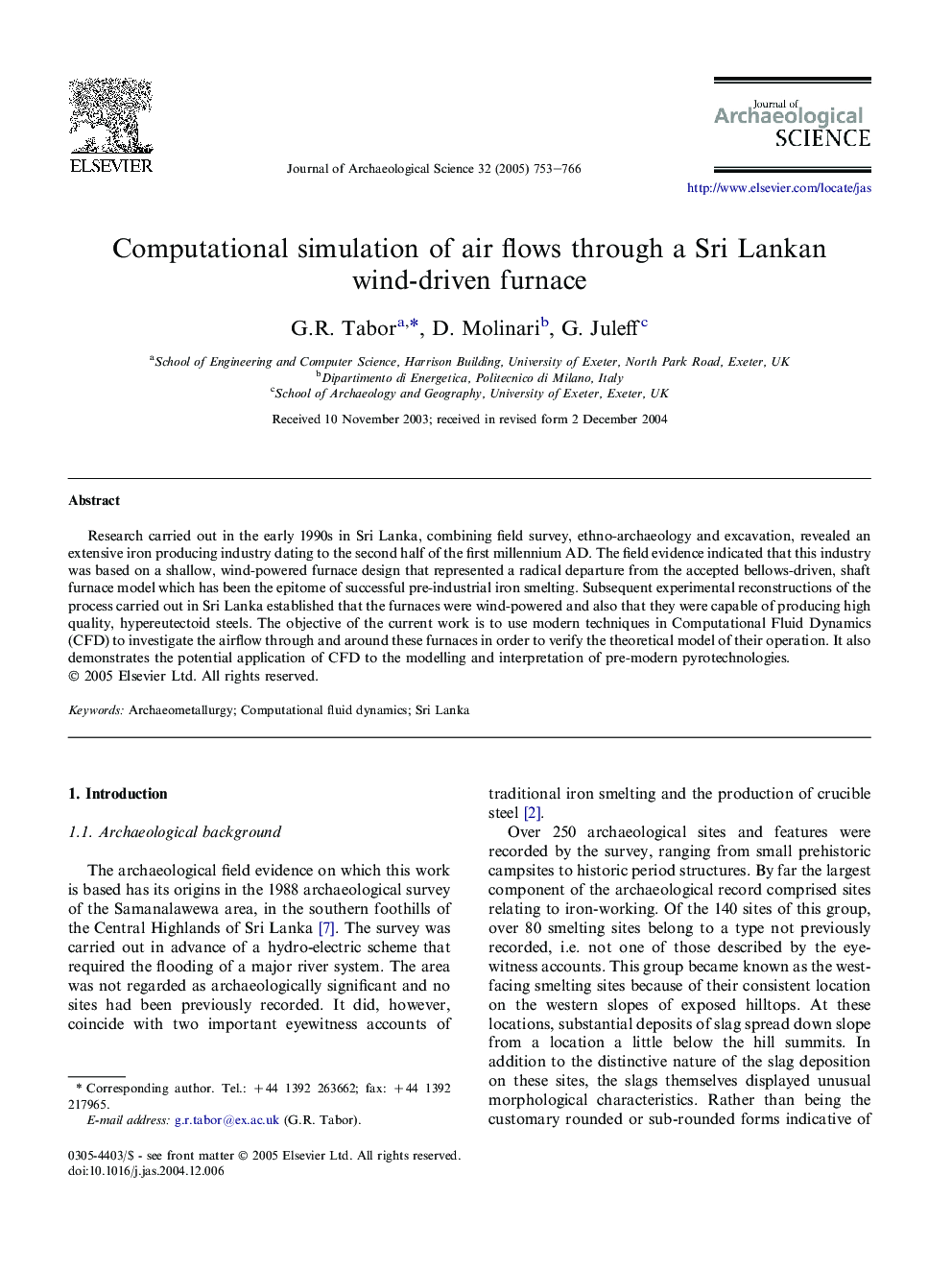 Computational simulation of air flows through a Sri Lankan wind-driven furnace