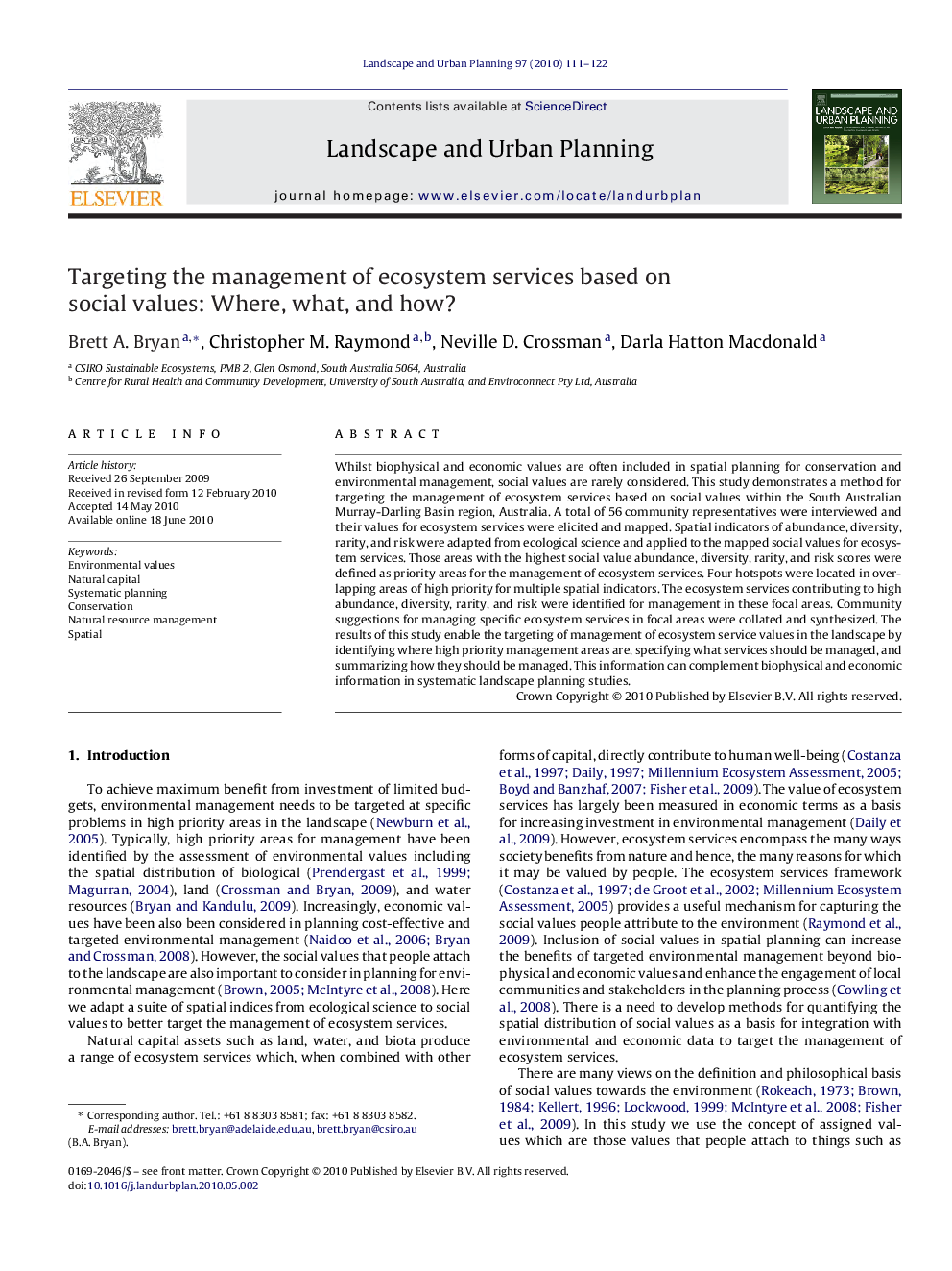 Targeting the management of ecosystem services based on social values: Where, what, and how?