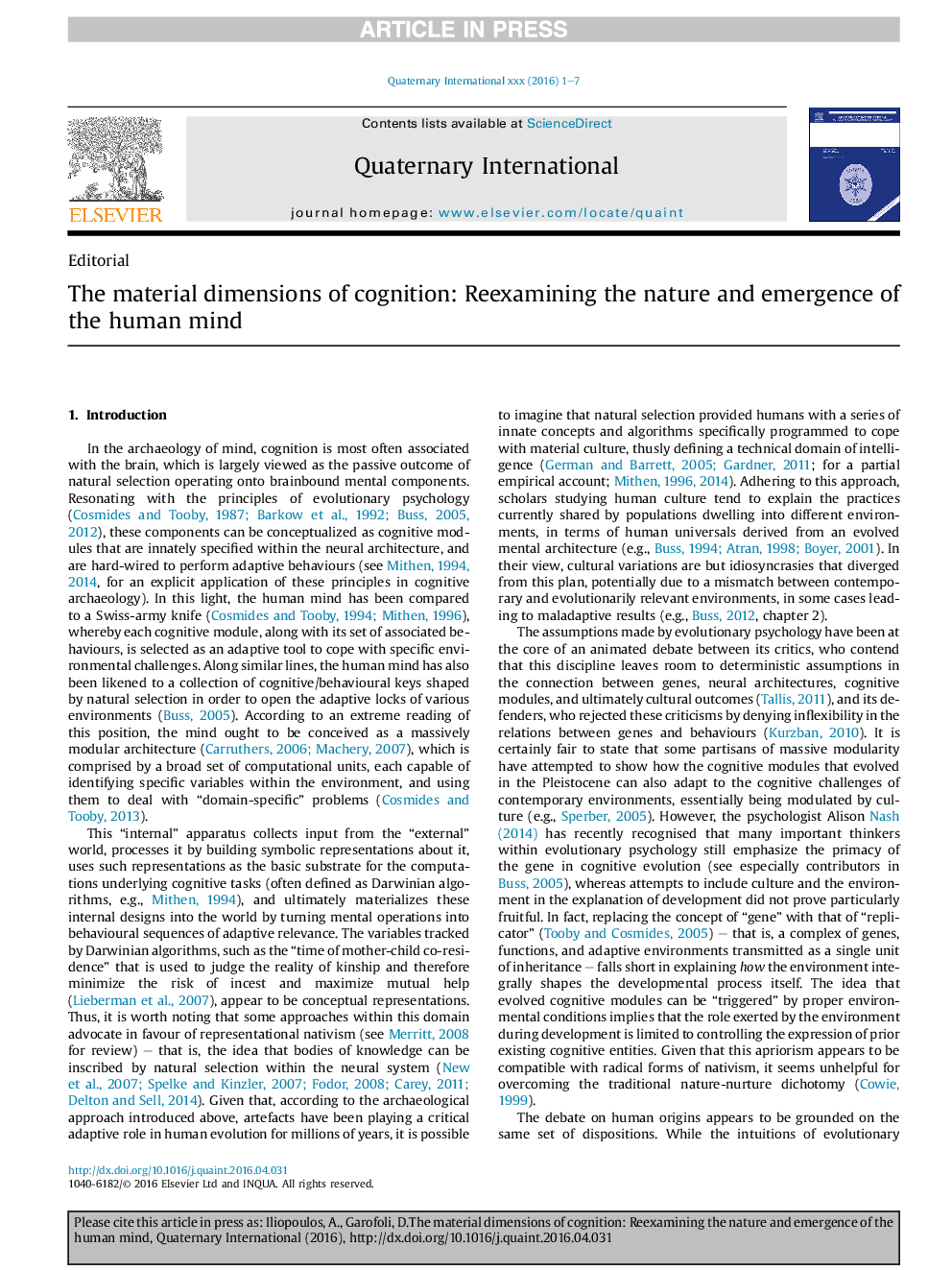 The material dimensions of cognition: Reexamining the nature and emergence of the human mind