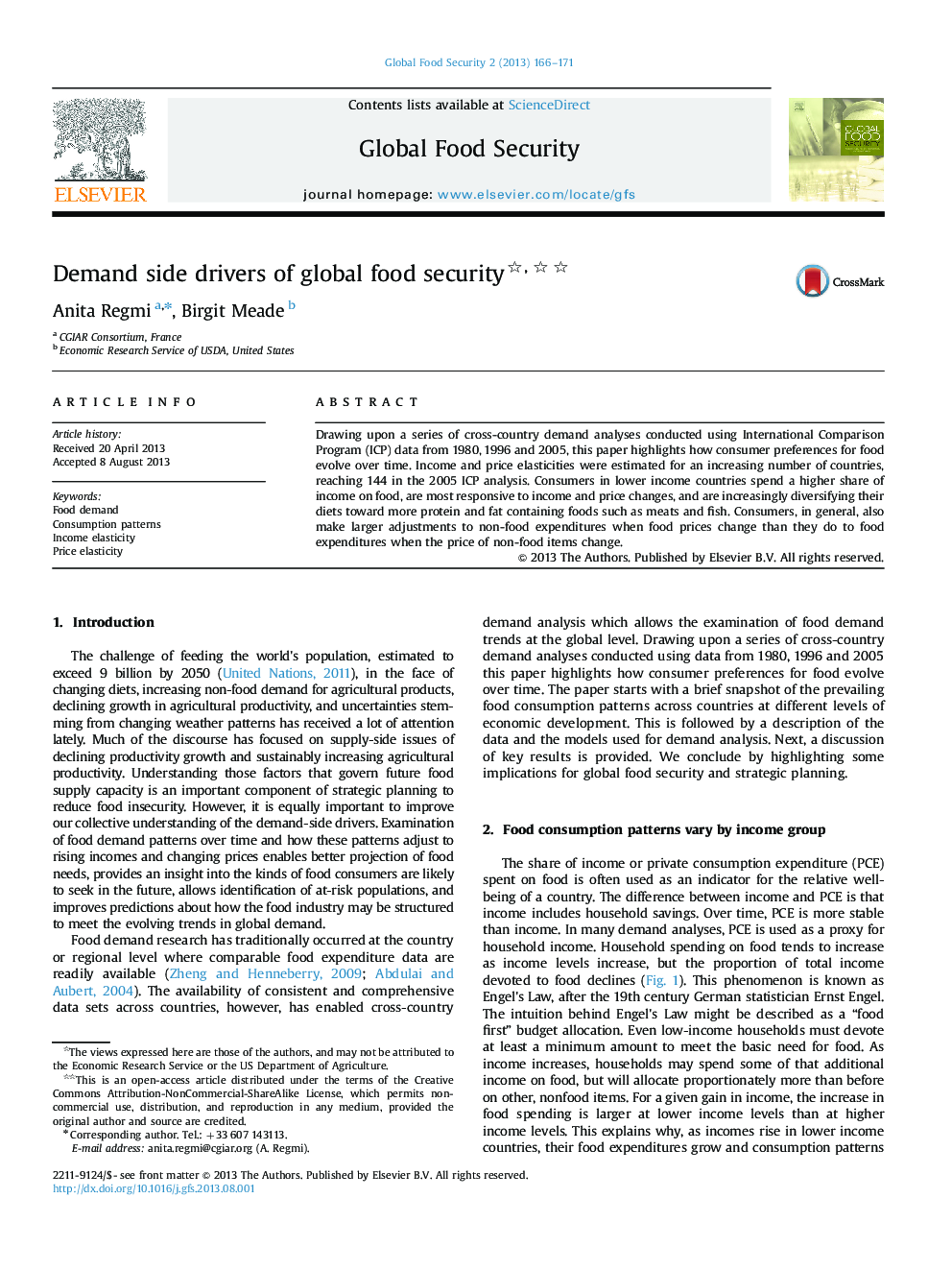 Demand side drivers of global food security