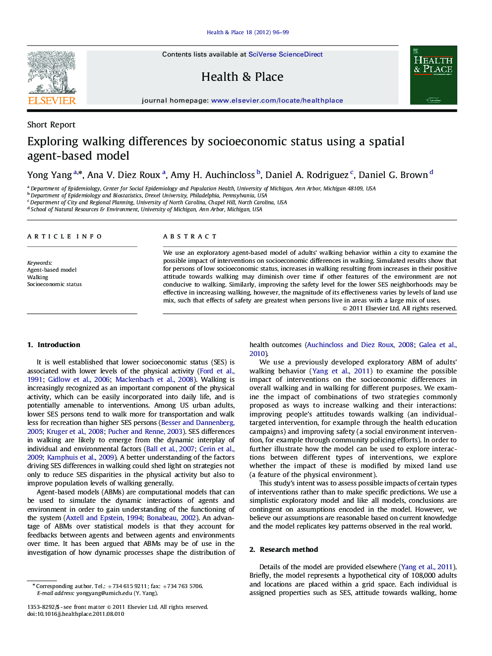 Exploring walking differences by socioeconomic status using a spatial agent-based model