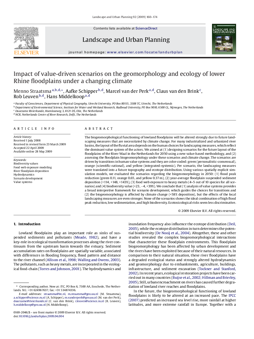 Impact of value-driven scenarios on the geomorphology and ecology of lower Rhine floodplains under a changing climate