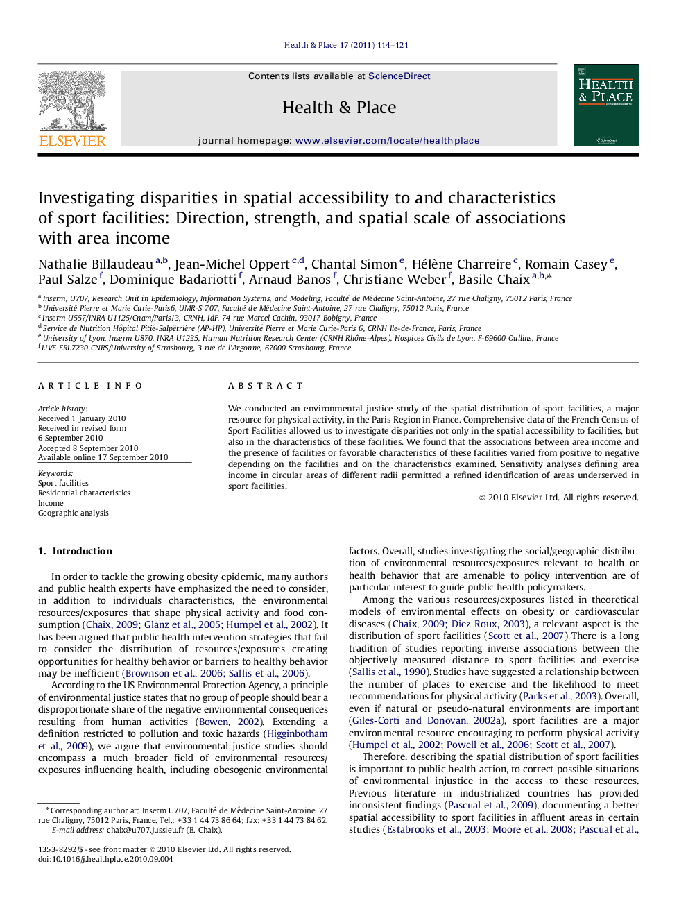 Investigating disparities in spatial accessibility to and characteristics of sport facilities: Direction, strength, and spatial scale of associations with area income