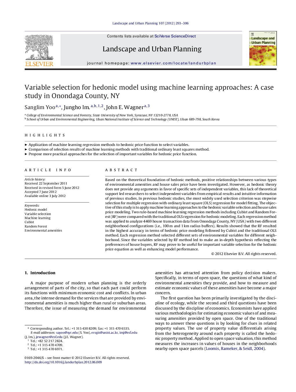 Variable selection for hedonic model using machine learning approaches: A case study in Onondaga County, NY