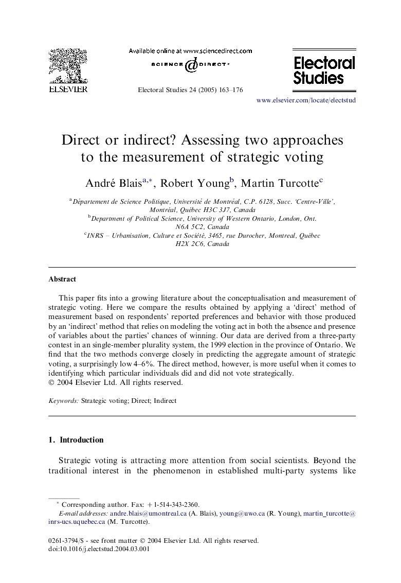 Direct or indirect? Assessing two approaches to the measurement of strategic voting