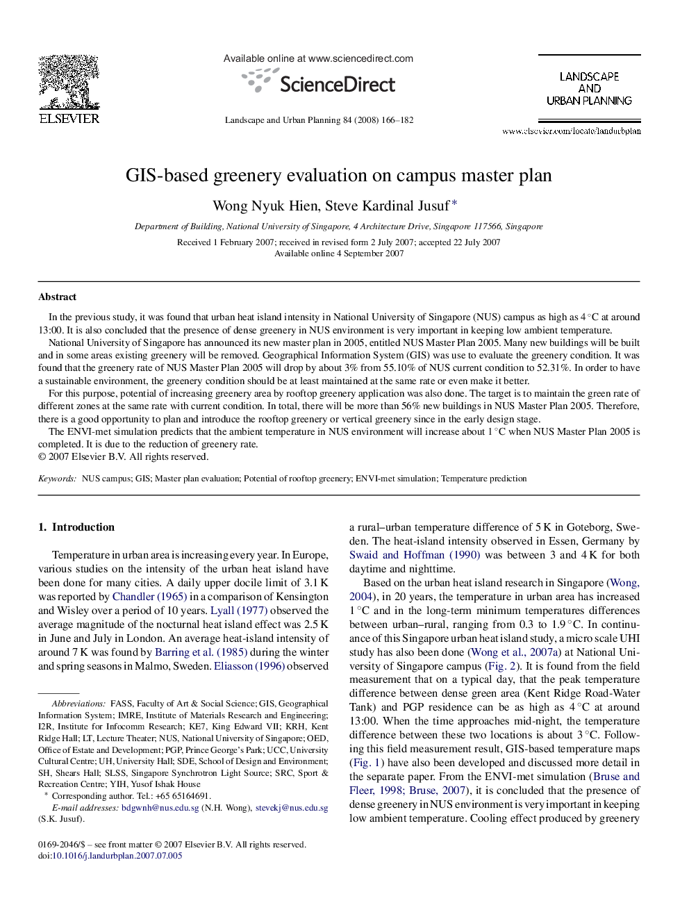 GIS-based greenery evaluation on campus master plan