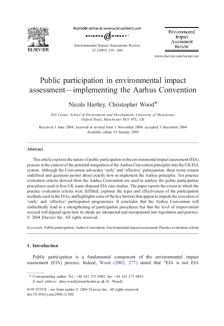 Public participation in environmental impact assessment-implementing the Aarhus Convention