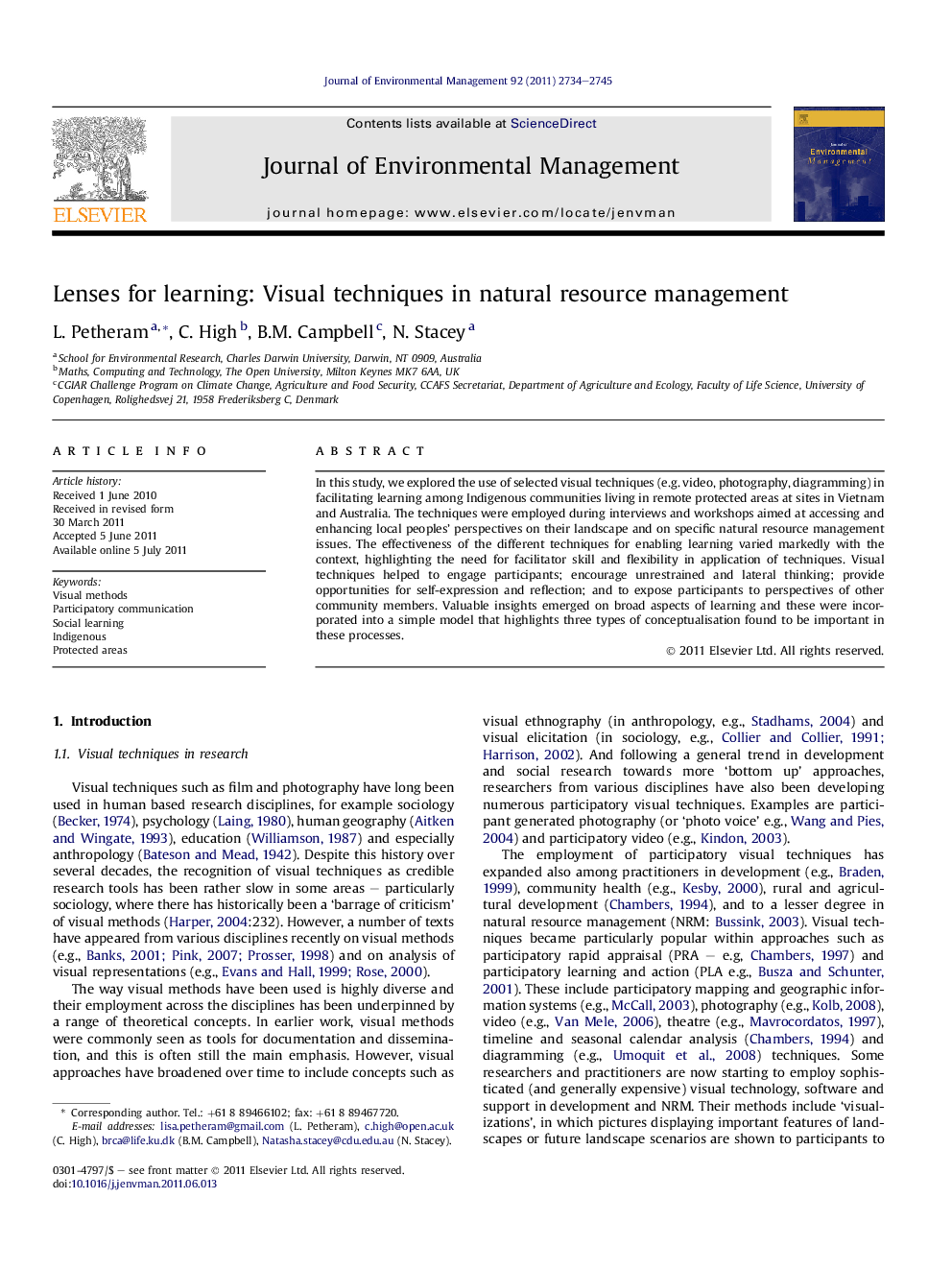 Lenses for learning: Visual techniques in natural resource management