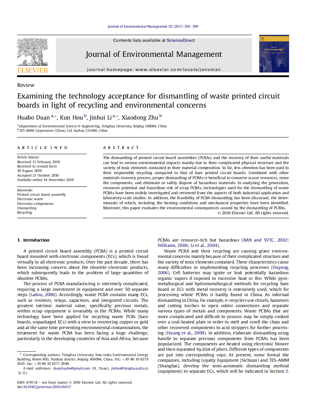 Examining the technology acceptance for dismantling of waste printed circuit boards in light of recycling and environmental concerns