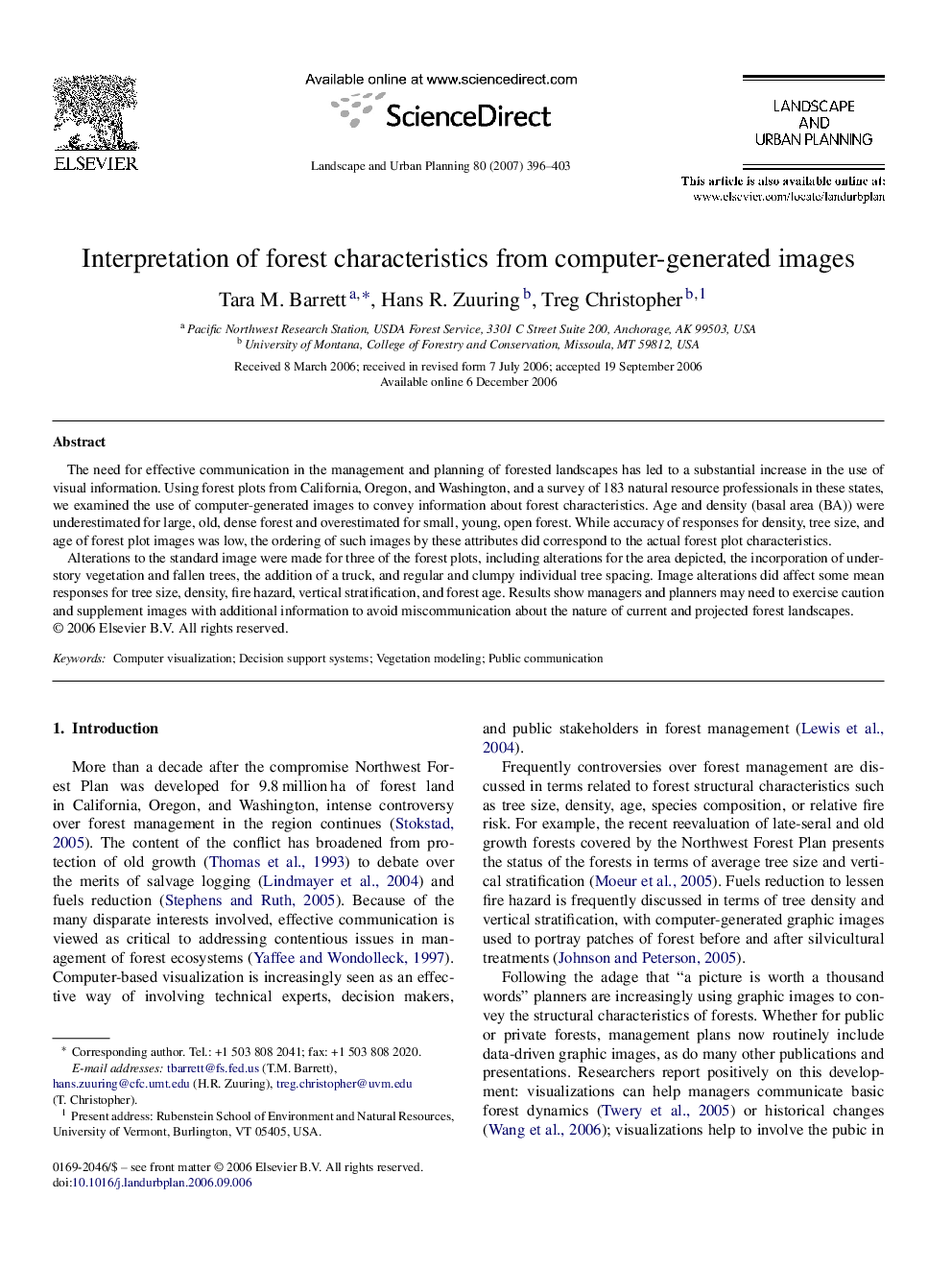 Interpretation of forest characteristics from computer-generated images