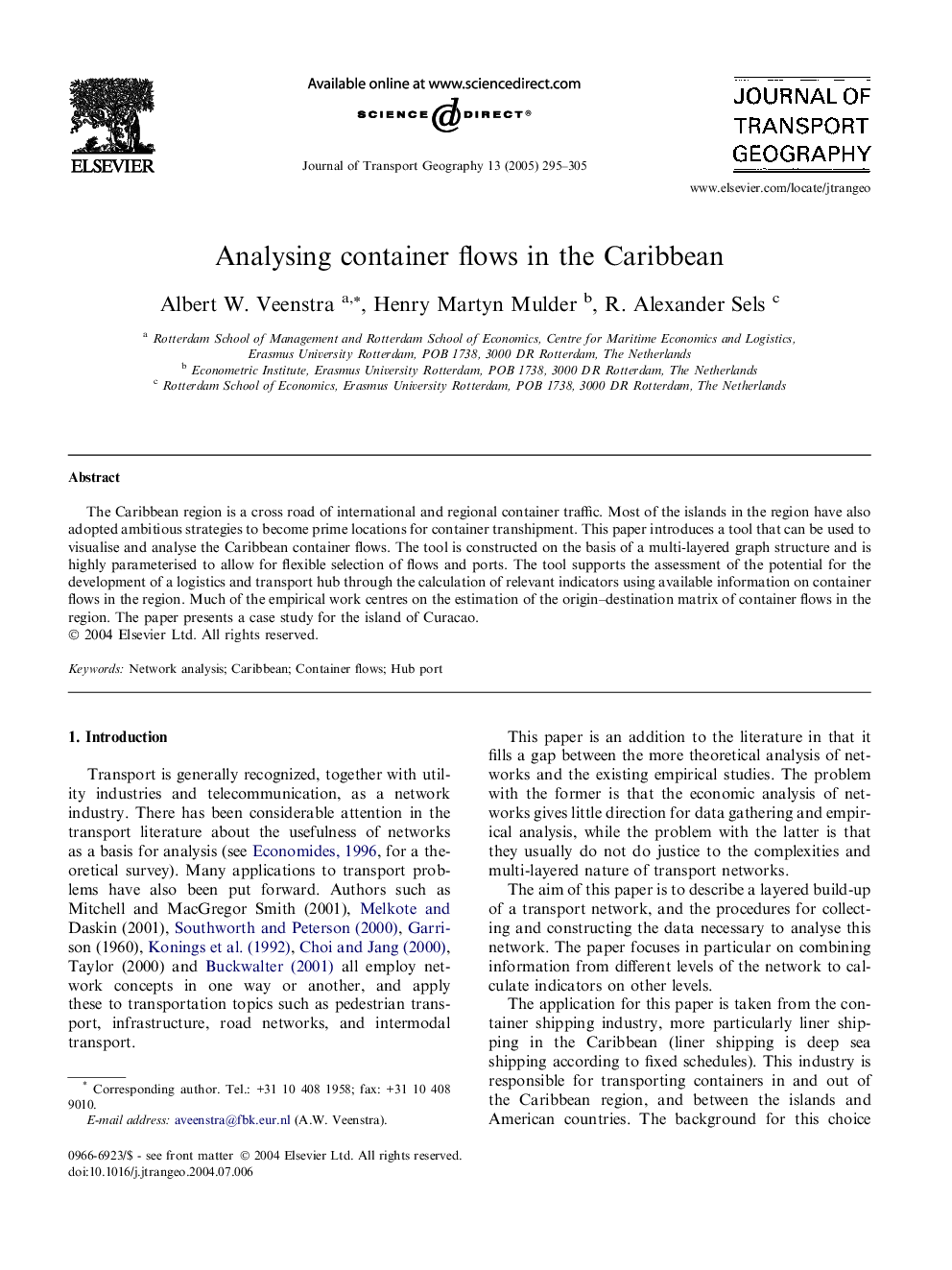 Analysing container flows in the Caribbean