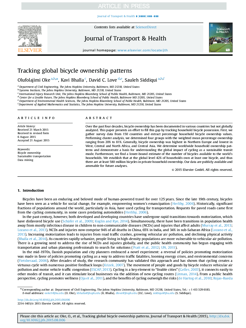 ردیابی الگوهای مالکیت دوچرخه جهانی 