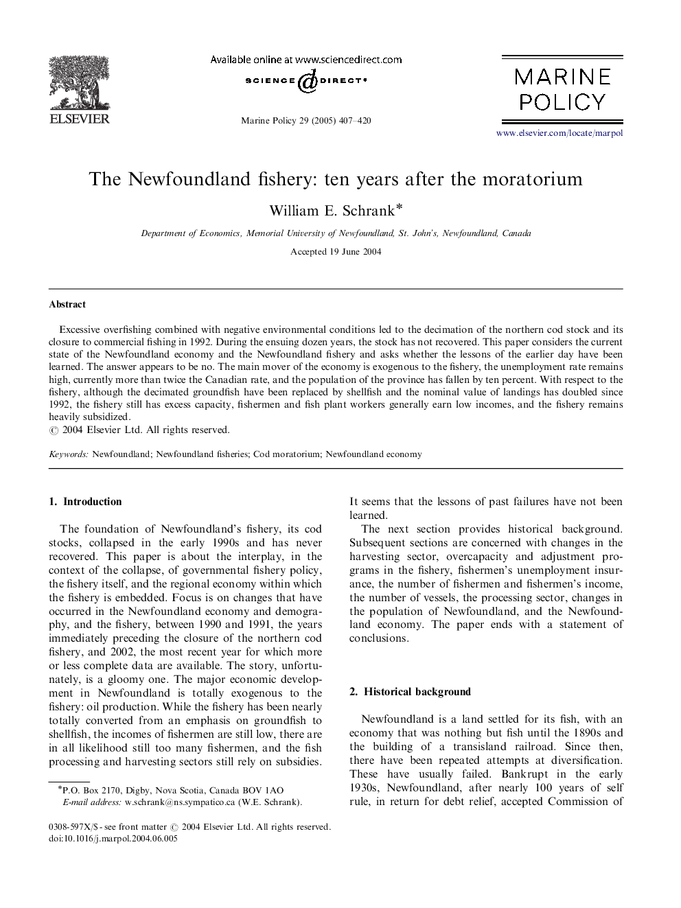 The Newfoundland fishery: ten years after the moratorium