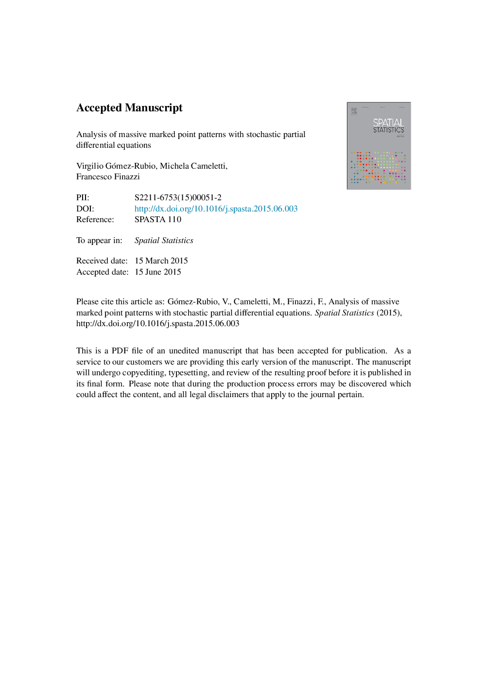 Analysis of massive marked point patterns with stochastic partial differential equations