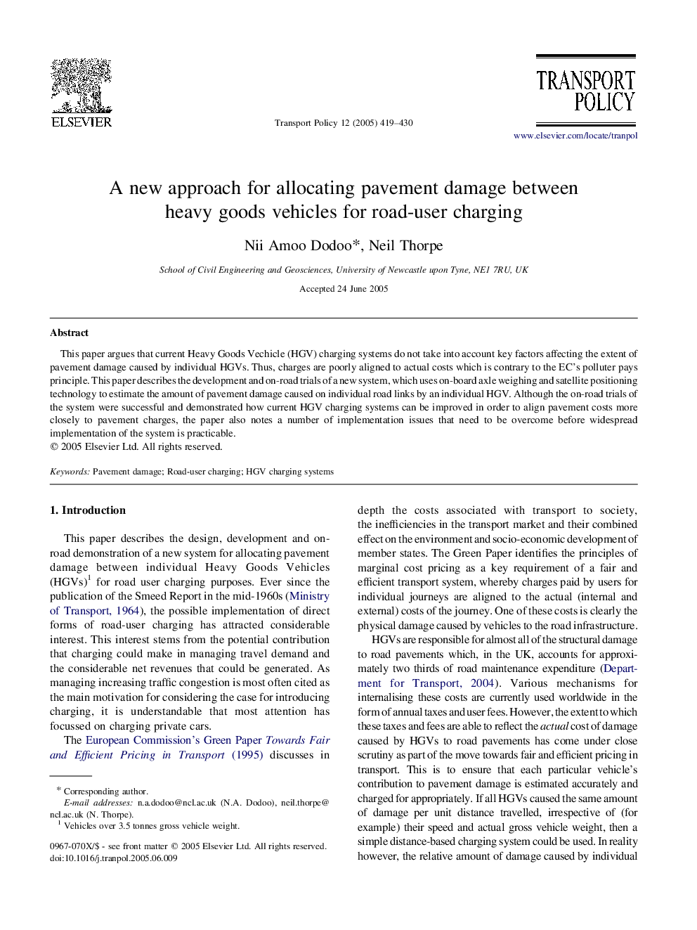 A new approach for allocating pavement damage between heavy goods vehicles for road-user charging