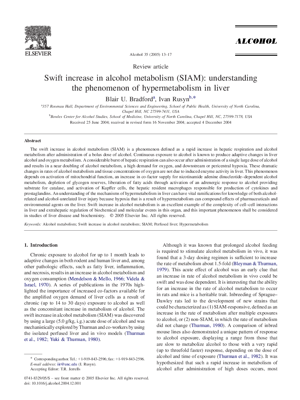 Swift increase in alcohol metabolism (SIAM): understanding the phenomenon of hypermetabolism in liver