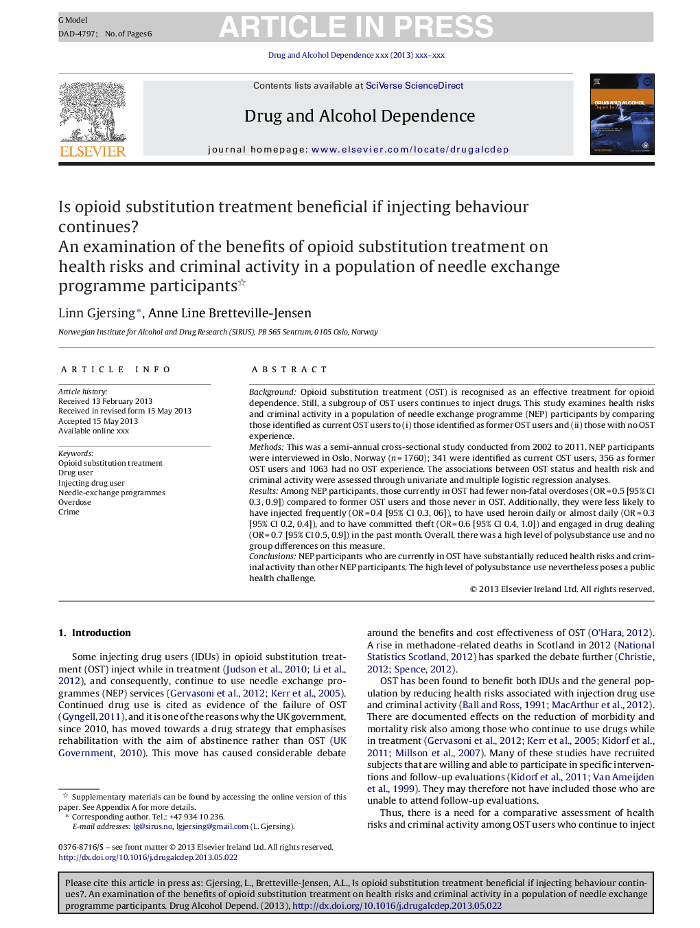 Is opioid substitution treatment beneficial if injecting behaviour continues?