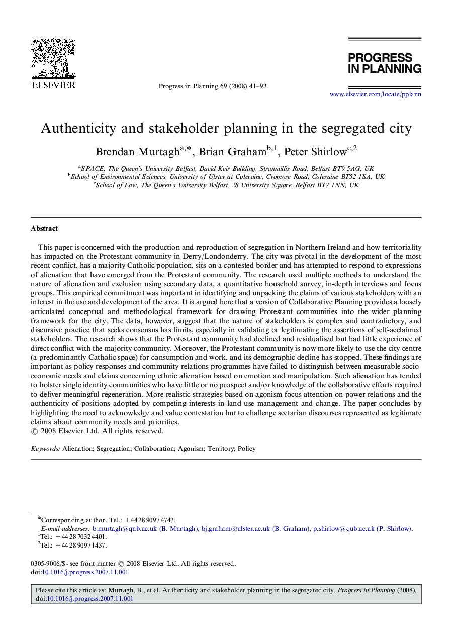 Authenticity and stakeholder planning in the segregated city