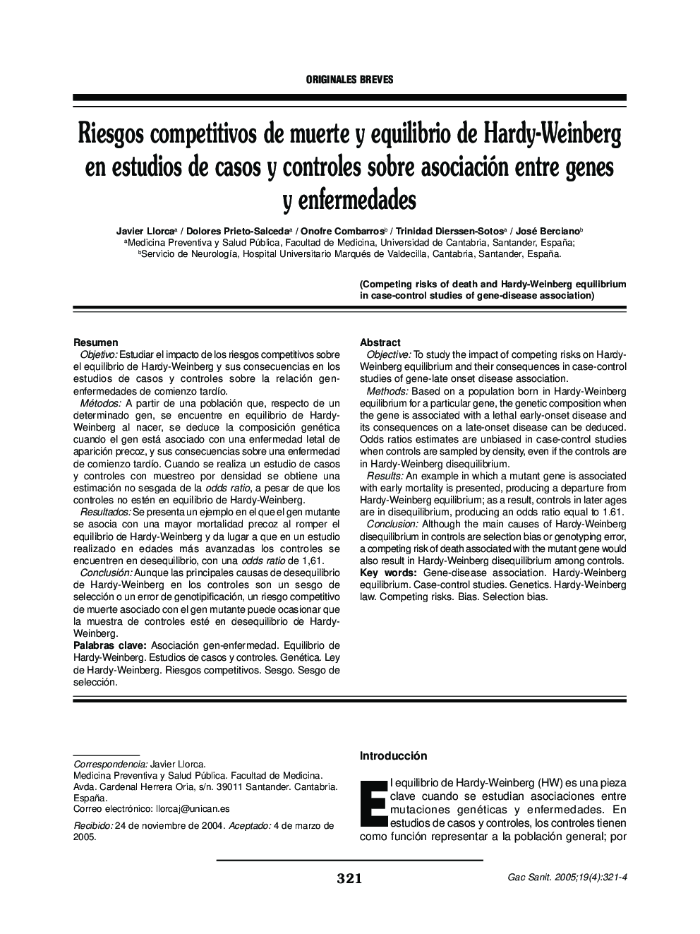 Riesgos competitivos de muerte y equilibrio de Hardy-Weinberg en estudios de casos y controles sobre asociación entre genes y enfermedades