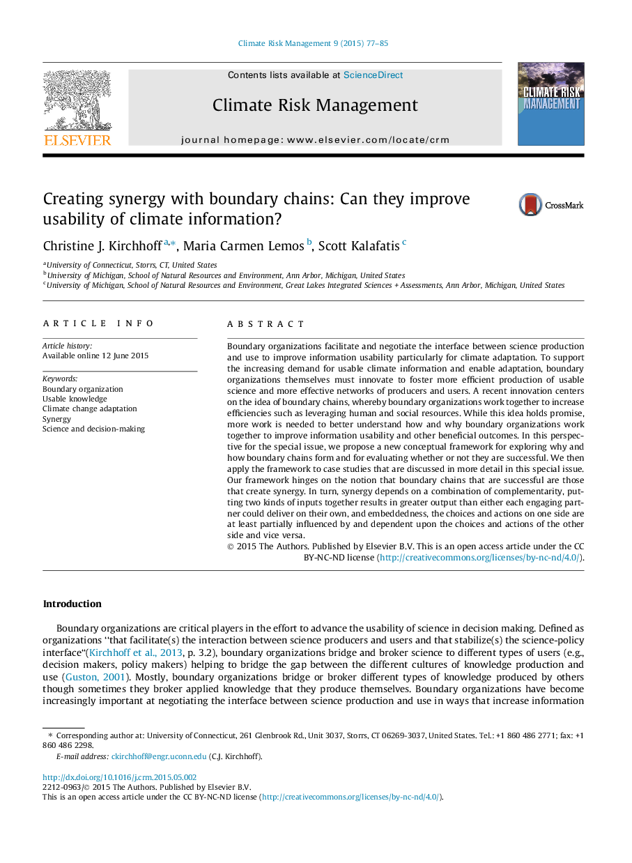 Creating synergy with boundary chains: Can they improve usability of climate information?