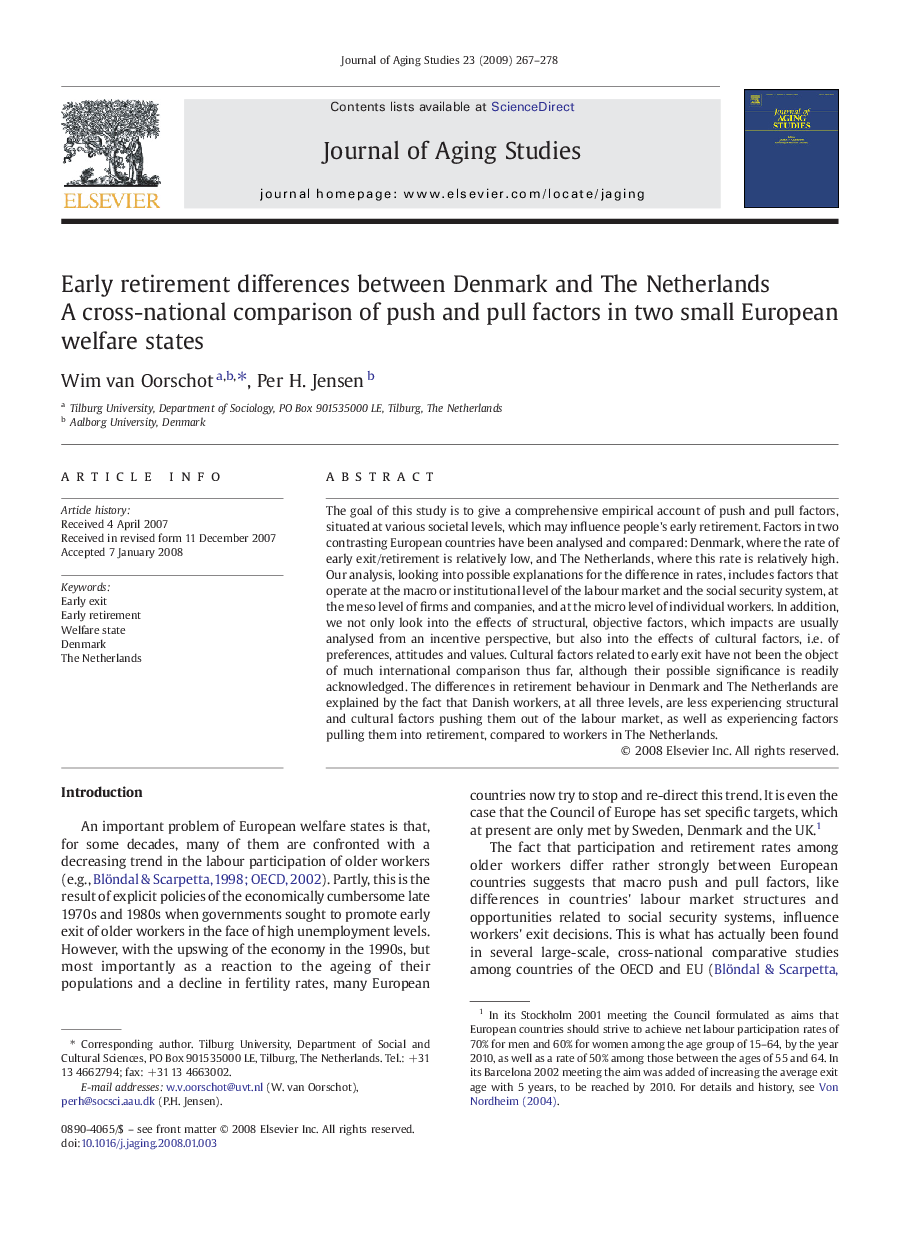 Early retirement differences between Denmark and The Netherlands