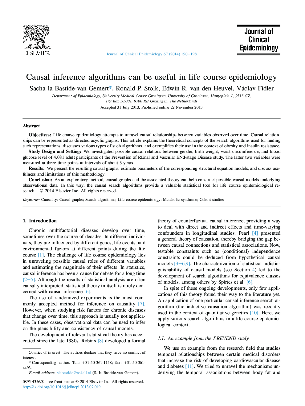 Causal inference algorithms can be useful in life course epidemiology