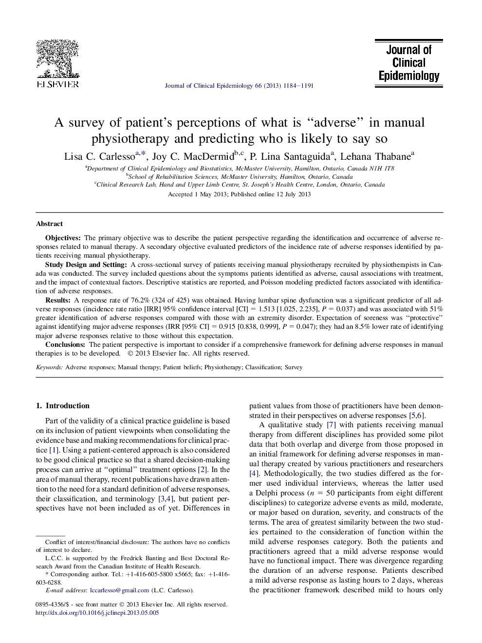 یک نظرسنجی از درک بیماران از چه چیزی ؟؟؟؟ در فیزیوتراپی دستی و پیش بینی که احتمالا چنین است 