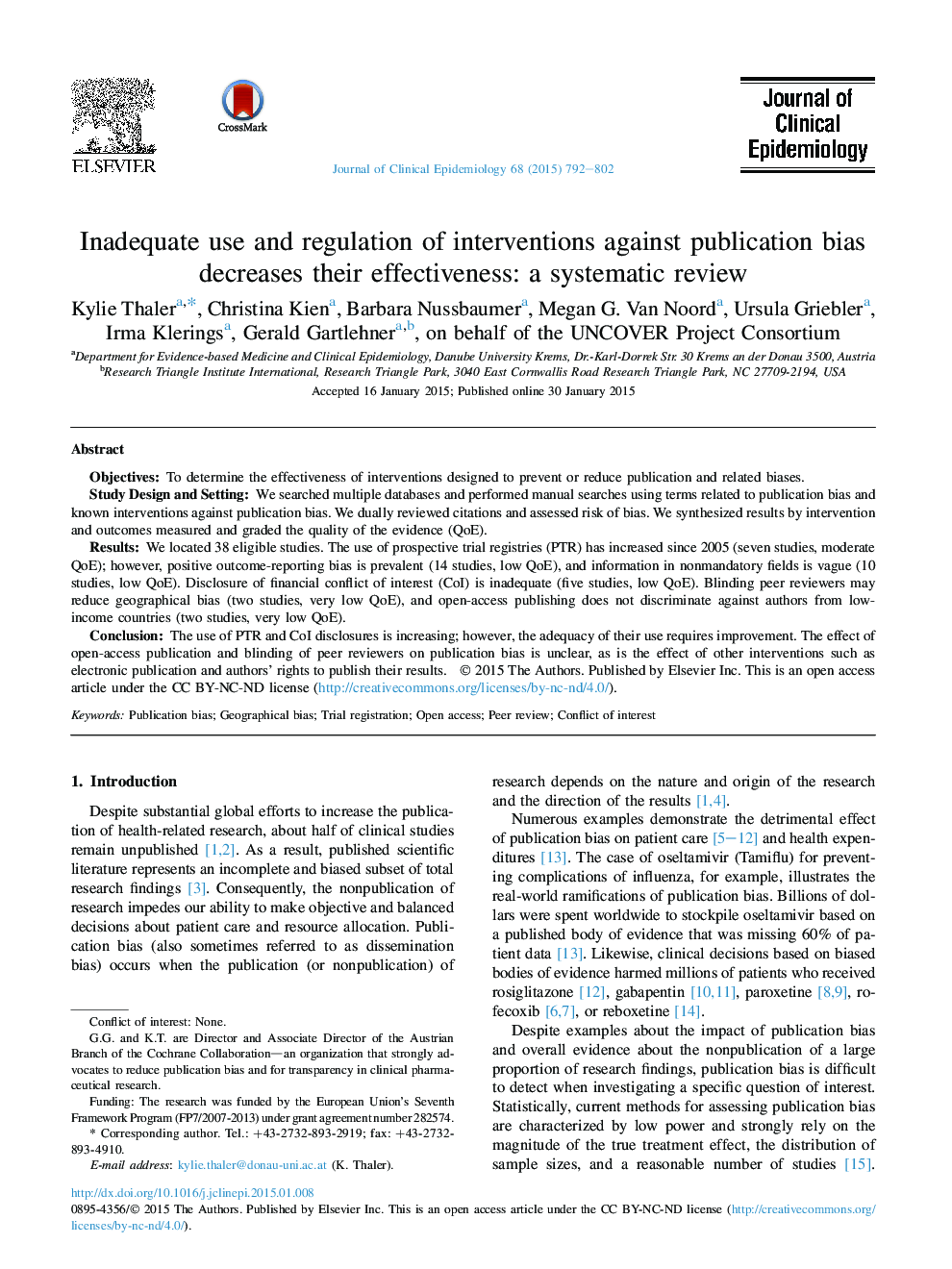 Inadequate use and regulation of interventions against publication bias decreases their effectiveness: a systematic review