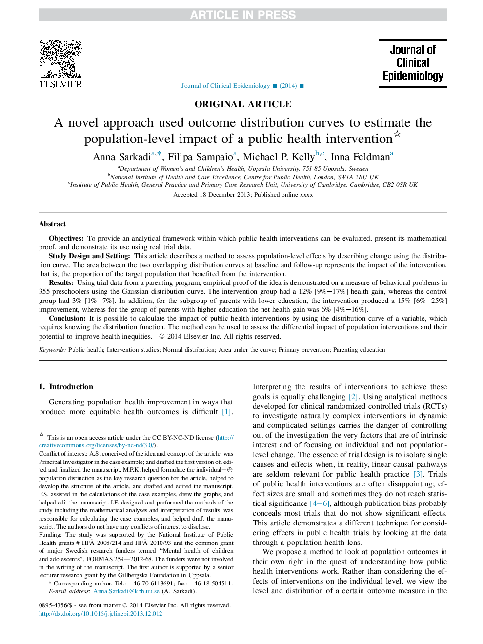 A novel approach used outcome distribution curves to estimate the population-level impact of a public health intervention