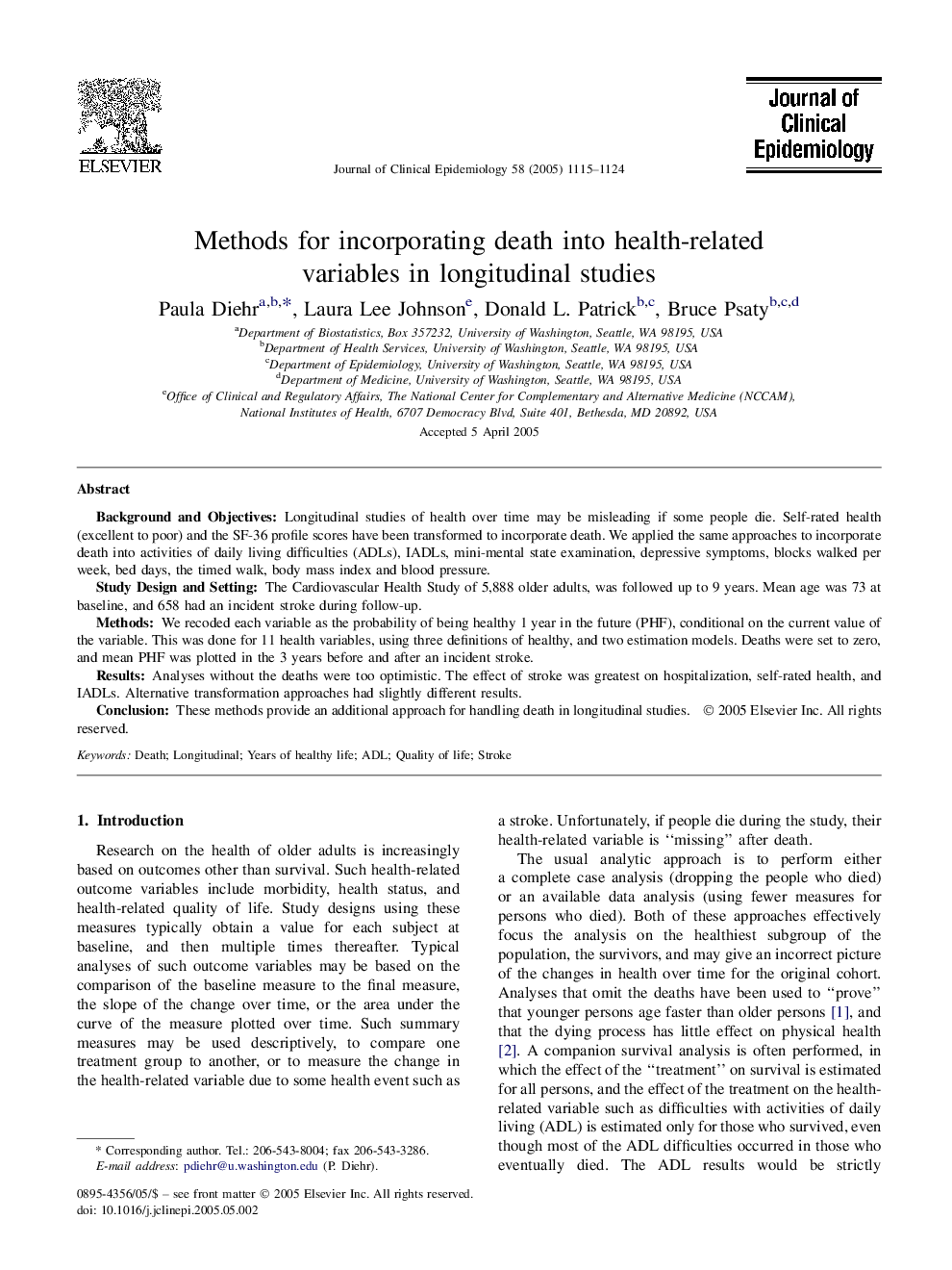 Methods for incorporating death into health-related variables in longitudinal studies