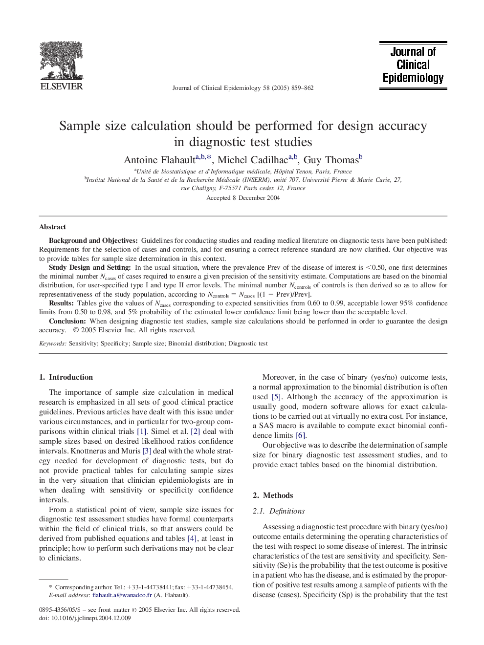 Sample size calculation should be performed for design accuracy in diagnostic test studies