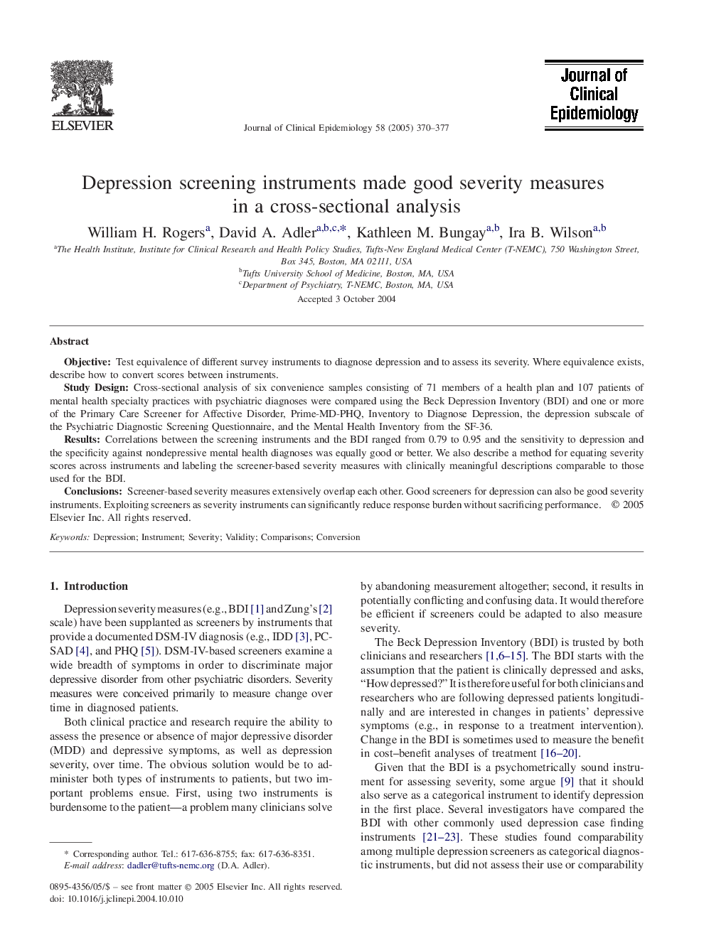 Depression screening instruments made good severity measures in a cross-sectional analysis