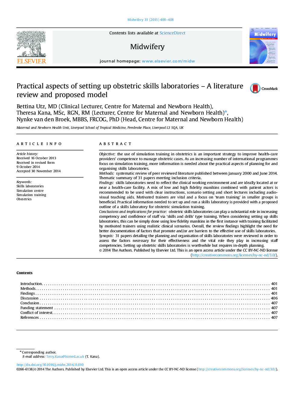 Practical aspects of setting up obstetric skills laboratories - A literature review and proposed model