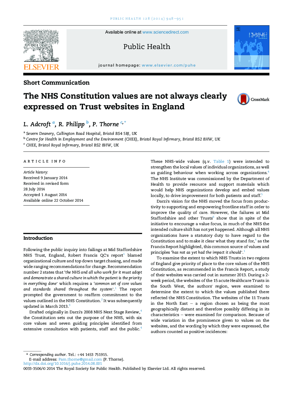 The NHS Constitution values are not always clearly expressed on Trust websites in England